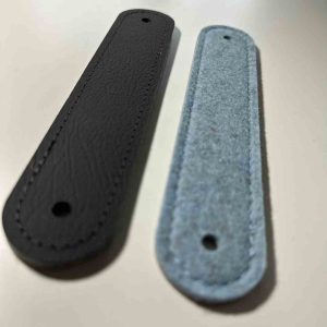 S-Haken mit Leder Filz Schlaufe schwarz blau