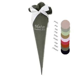 Schultüte Musselin mit Namen – schlicht, elegant & handgemacht