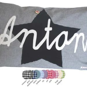 Namenskissen Stern mit appliziertem Namen