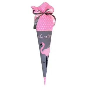 Schultüte Flamingo mit Namen – handgemacht & personalisiert