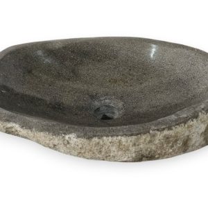 Natursteinbecken Batu Kali III Nr. B3-2604-104 – 39 × 29 × 12 cm