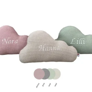 Wolkenkissen mit Namen aus Waffelpique