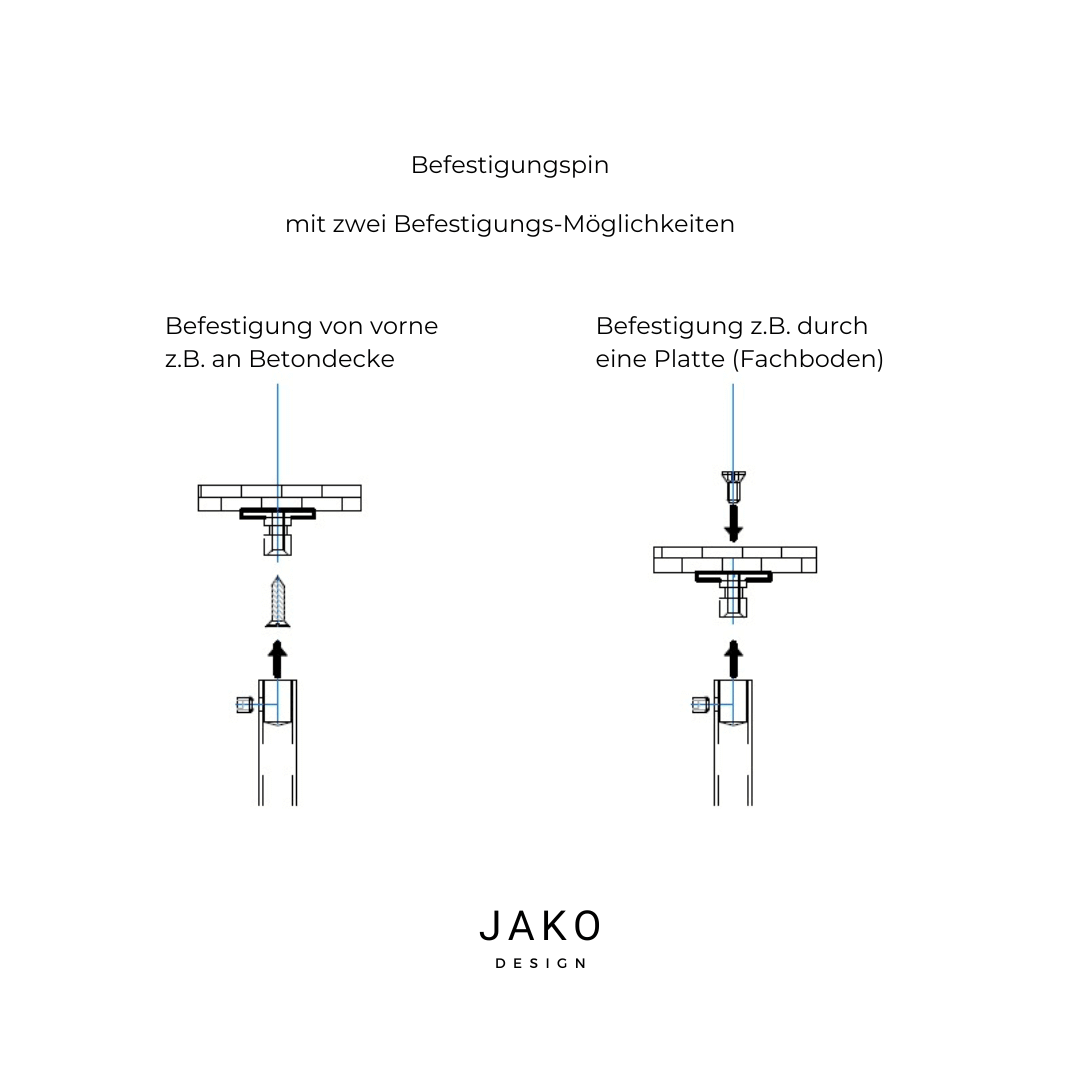 Schrankrohrmittelträger für Schrankrohr Ø 25 mm h=316,5 mm „schwarz“ – Bild 5