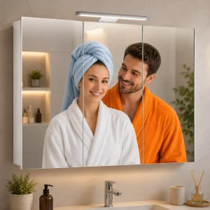 Spiegelschrank Vienna 100 Alu 3-türig mit LED Leuchte